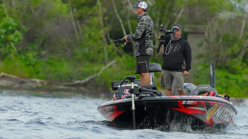 Finally! We found Day 4 leader Kevin VanDam, and he already had fish in the livewell. 