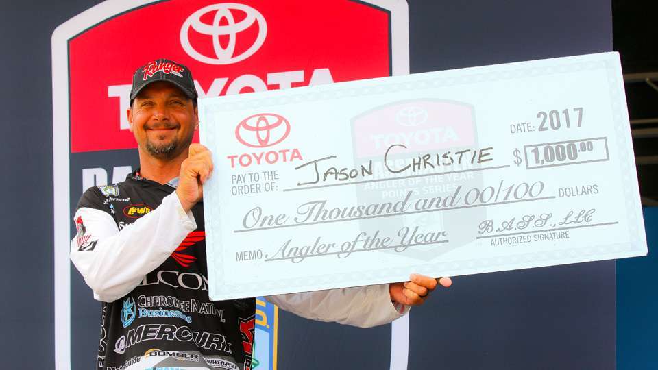 <b>Jason Christie</b><br>
Points: 502. Rank: 6. <br>
Christie is off to a good start. He went into the break with a 2nd-place finish at Toledo Bend. Then he scored 7th at Sam Rayburn. The low score of 42nd came last March at Lake Okeechobee. 
