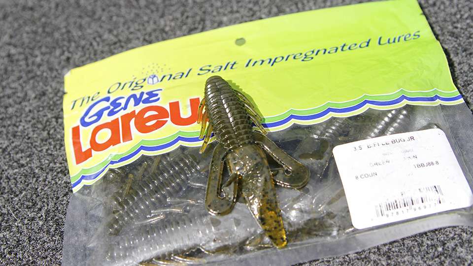 Goodwin chose this 3.5-inch Gene Larew Lures Biffle Bug. He made a Carolina rig using a 3/0 hook and 3/4-ounce weight.  