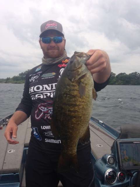 Jesse Wiggins with a acrobatic 5-pounder St. Lawrence beauty.