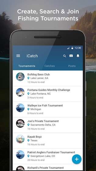 The iCatch app (for Android or iPhone) lets the angler photograph his/her catch, the app then measures the fish and records the length in a data base that can be used like a log for âpaperâ tournaments.  The photos create a unique âfingerprintâ of each fish that can be used to track that fish if it is recaptured later.
