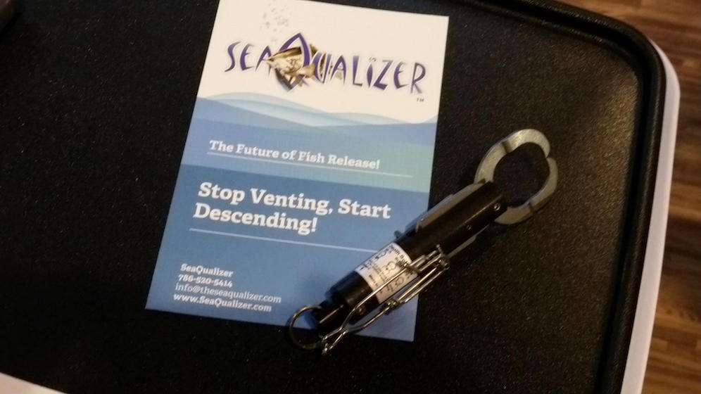 SeaQualizer descending devices are popular in the marine (saltwater) world but may have applications to bass fishing when fish are caught at extreme depths (over 40 feet) and need to be released so that barotrauma (over-inflated swim bladder) does not cause injury.  The weighted device clips to the fish, it is lowered on a separate line and automatically releases at the pre-determined depth of 30, 50 or 70 feet.
