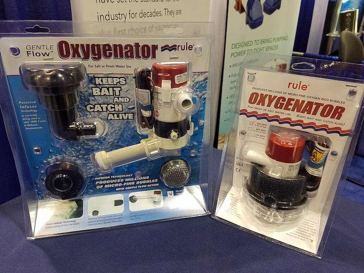 The Rule Oxygenator aeration pumps pull in fresh air as they move livewell water, creating a gentle cloud of micro-fine air bubbles that helps increase oxygen absorption.
