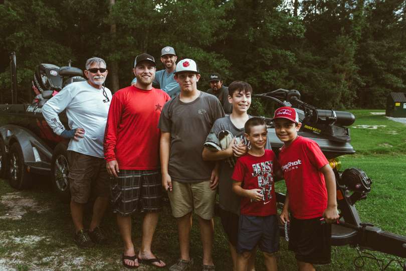  When they arrive back at camp, they come across a group of young anglers who are ecstatic that the Bassmaster Opens are in town. 