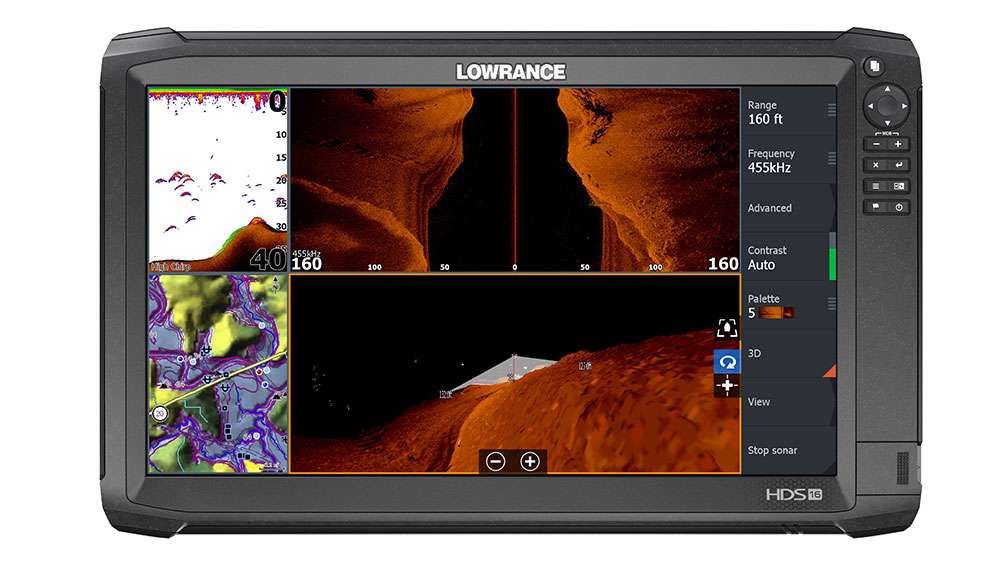 <p>Lowrance HDS Carbon 16</p>

<p>The new HDS Carbon 16 is a high-performance fishfinder/chartplotter with a 16-inch screen â the largest ever produced by Lowrance. The massive 16-inch high-definition screen provides an even bigger stage to showcase the clarity, high resolution and superior target separation of SolarMAX HD technology, exclusive to the HDS Carbon series. Anglers in the market for a do-it-all, integrated system need a processor that can smoothly drive high-tech features like StructureScan 3D with SideScan and DownScan Imaging, StructureMap, Broadband Radar and SiriusXM Weather Chart Overlay. HDS Carbon 16 delivers on that front, taking processing power to the next level with a dual-core processor that allows anglers to switch between applications and simultaneously view independent sonar feeds with ease. MSRP: $4,999-$5,799
