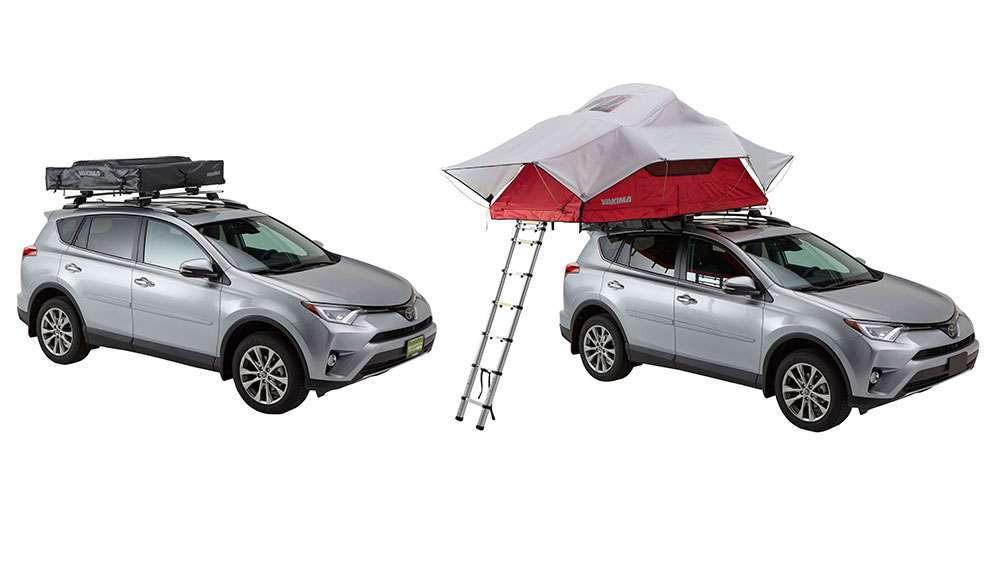 <p>Yakima SkyRise</p>

<p>Setting up camp just got a whole lot faster and trips to your favorite lake or fall hunting adventurers easier. Light, strong, and technically advanced, the new SkyRise rooftop tent makes any terrain an overnight home. Made from light and breathable 210D nylon with mesh panels for ventilation and stargazing. The weather-shedding rainfly has a waterproof PU coating. Unlike other rooftop tents, the SkyRise installs without tools and secures with Yakimaâs SKS locking systems. It folds down into a low-profile unit that stays attached to the roof rack when youâre ready to hit the road. Available in two sizes: Medium (fits 3 adults) $1,350 and Small (fits 2 adults) $999, available now.
