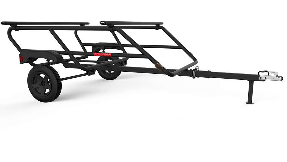 <p>Yakima EasyRider High</p>

<p>Haul it all with the new EasyRider High utility trailer, which is perfect for hauling fishing kayaks, paddleboards, bikes, and cargo. Carry up to 500 pounds of gear with two levels of storage and our widest heavy-duty bars. Shock absorbers provide a plush ride for your gear. The smart handle lets you use it as a handcart, and the aluminum construction is strong and light. The trailer is highway-friendly for long trips, and also great for shorter adventures. Storage is easy â just fold in the tongue and roll it out of the way. Also available are accessories including the SpareTire, TentKit and LongTongue. Additional info: Top deck: 78 inches, lower deck: 48 inches; distance between decks: 22 inches; 500-pound carrying capacity; works with Class I, II and III hitches when a 2-inch ball is attached; tires are tubeless trailer tires, available at any tire shop; weight: 155 pounds. MSRP: $2799; available Spring 2018.
