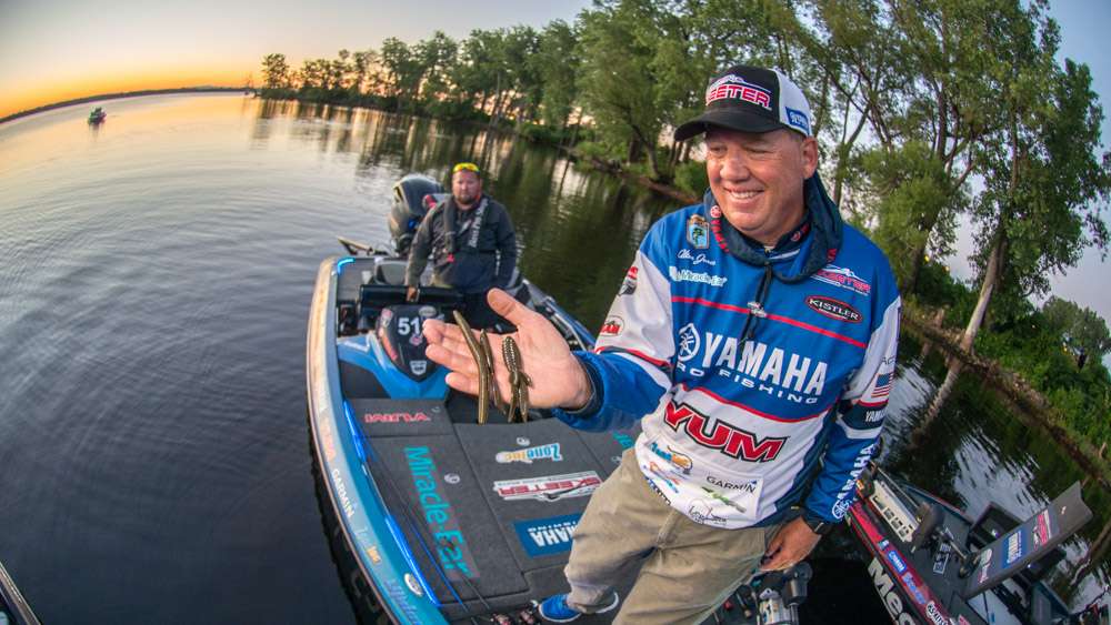 <b>Alton Jones</b><br>
To finish 11th, Alton Jones rigged a Yum Bad Mamma to a 4/0 ZoneLoc Flipping Hook and 1/2-ounce tungsten weight. Another choice was the Yum Warning Shot, rigged to a 1/0 ZoneLoc Hook and 3/16-ounce weight. He also used a Yum Dinger, rigged to a 4/0 ZoneLoc Flipping Hook and 3/16-ounce weight.
