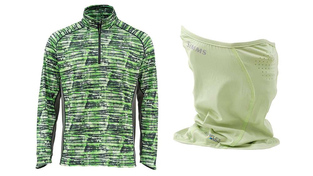 <p>Simms Sungaiter - Cool</p>

<p>Lightweight, quick-drying and breathable, Simms Sungaiter â Cool keeps the sun at bay with UPF 50 SolarFlex Stretch fabric and when wet, lowers its surface temperature up to 30 percent with Coolcore technology. Also featuring laser-cut breathing holes to prevent sunglass fog, and an extended cape for extended protection on the neck, this cooling sungaiter is a must have for any angler fishing in the tropics. MSRP: $39.95
