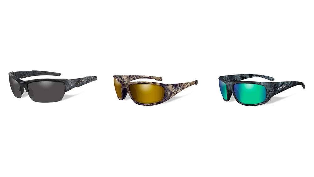 <p>Wiley X</p>

<p>(Left) The dark-as-night Kryptek Typhon frame pattern is the perfect complement to the WX Valorâs stealthy look and no-nonsense performance, key reasons for its popularity with military, law enforcement and tactical wearers. Model #CHVAL12 features Polarized Smoke Grey lenses that complete this stealthy look while providing clear, distraction-free vision in a wide range of environments. Like all Changeable Series models, the WX Valor allows for easy removal and insertion of accessory lenses in the field. The WX Valor also features a double-injected nose bridge and temples for a comfortable, secure fit. MSRP: $140</p>
<p>(Center) The Climate Control Series WX Boss Model # CCBOS12 features a sleek, wraparound style frame completely dressed in Kryptek Highlander camouflage and outfitted with Polarized Venice Gold Mirror lenses. The advanced glare-cutting capability and amber tint of these lenses make them a versatile choice for a wide range of outdoor activities, especially those near water, snow and other reflective environments. Like all sunglasses in the Wiley Xâs Climate Control family, this new model features a soft, removable Facial Cavityâ¢ Seal that blocks out wind, airborne debris and reflected light and creates a comfortable, climate-controlled environment for the eyes. MSRP: $160</p>
<p>(Right) Those with a passion for angling will love the WX Omega Model #ACOME12, featuring Wiley Xâs Polarized Emerald Mirror lenses with an Active Lifestyle Series frame dressed in Kryptek Neptune camouflage. This cool, shadowy-blue camo embodies an aquatic predator lurking just beneath the surface, and empowers wearers with stealth and positive attitude as they stalk their favorite blue-water game. Wiley Xâs combination of 8-layer polarization, amber tint and emerald mirror coating give fishermen the ability to visually pierce the surface and detect cruising gamefish, shoals of baitfish and predators hiding beneath weedlines. MSRP: $140
