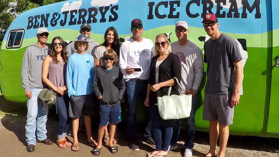 Also on the cancelled day, a group including Casey Ashley, Marty Robinson, Kevin VanDam and Jonathon VanDam, made its way over the lake to Vermont. The draw there was the Ben and Jerryâs Factory Tour and Ice Cream Shop in Waterbury.