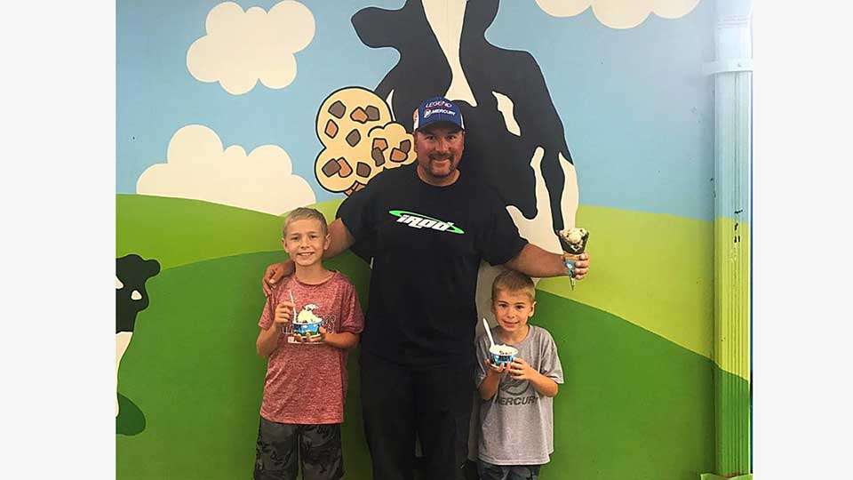 Ice cream in hand, Fred Roumbanis had this shot with sons Jackson and Avery. âThe kid in me took advantage of the bad weather, drove to Vermont and visited Ben and Jerry's Ice Cream,â BoomBoom wrote.