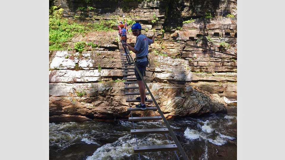 The Chapman children, Mason and Makayla, were a part of a group that took on the rock walls and foot bridges in Ausable Chasm, a sandstone gorge near Keeseville, N.Y.