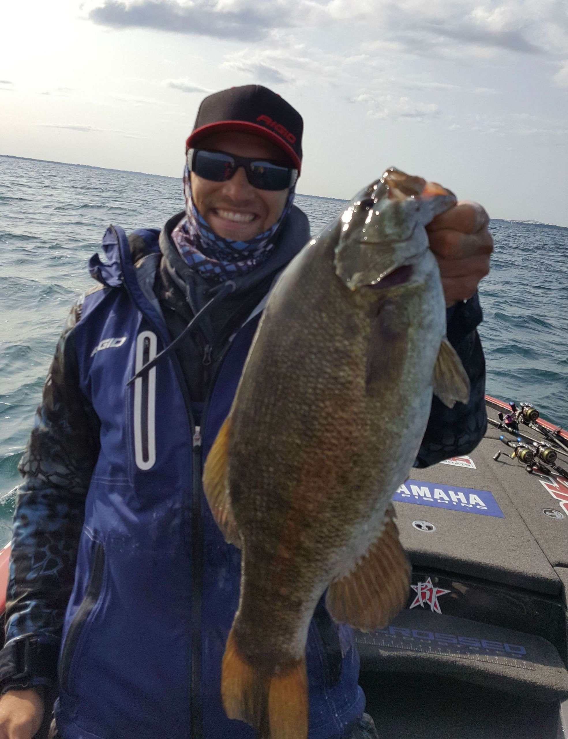 The haul to Lake Huron pays off for Brandon Palaniuk. His second big fish goes in the live well.