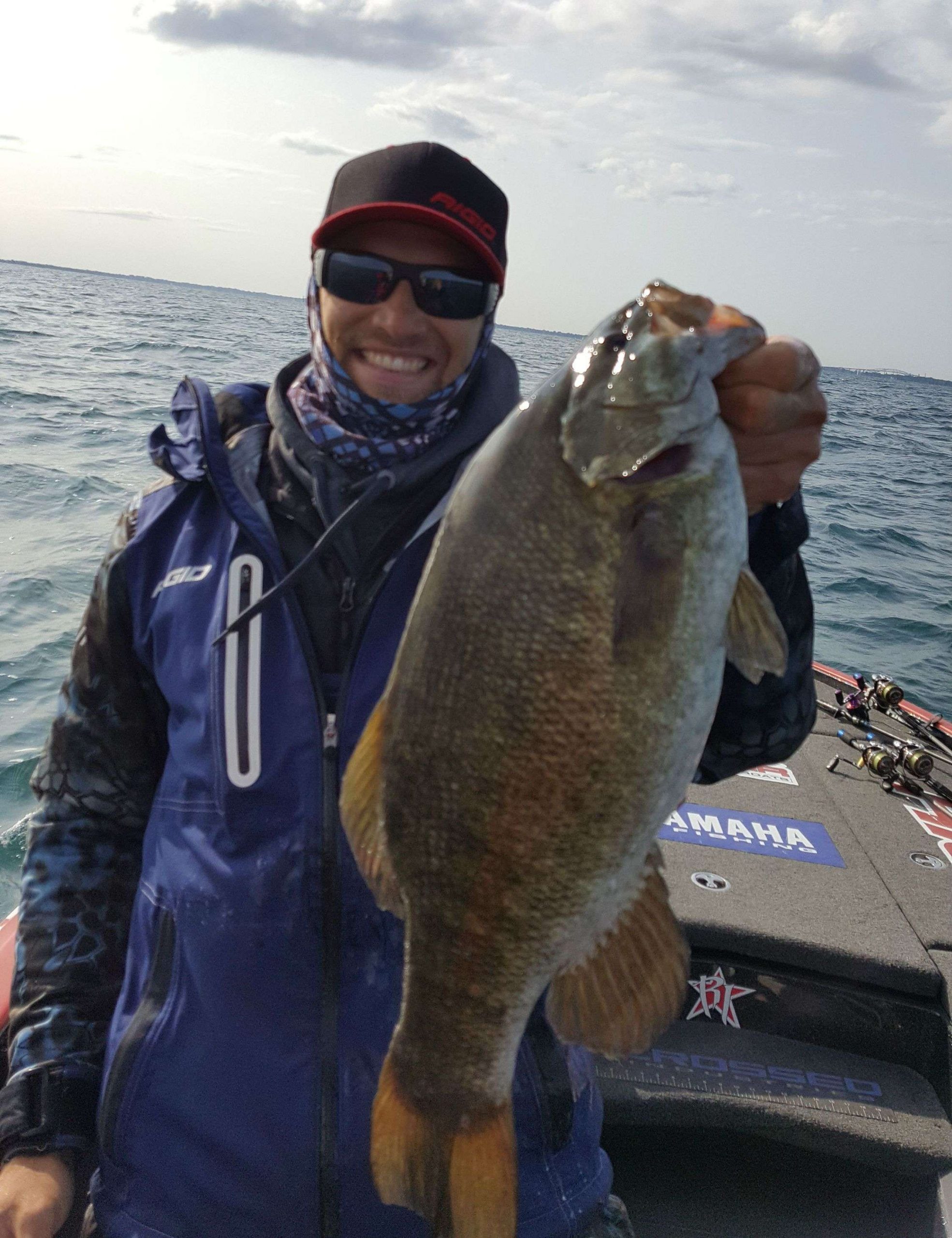 The haul to Lake Huron pays off for Brandon Palaniuk.  His second big fish goes in the live well.  