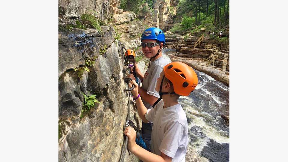 The adventure route takes the kids on the cliff walls well above the Ausable River, which empties into Lake Champlain.
