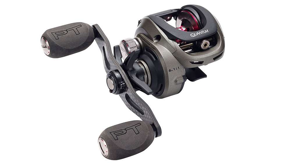 <p>Quantum Tour S3</p>

<p> Engineered with eight anti-corrosion, two-speed bearings, and one roller bearing, all 11 Performance Tuned bearings are built for both big bass or harsh saltwater conditions. Also a sapphire jeweled spool tension washer much like high-dollar watch crystals are made of for a smoother harder surface for the spool shaft to turn against, Tour S3 is indeed a fine piece of machinery. MSRP: $199 
