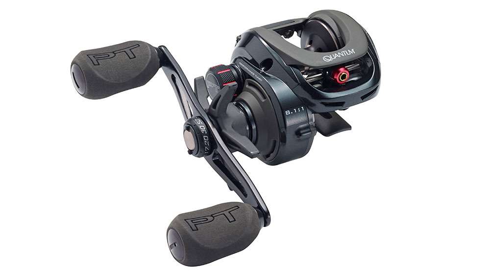 <p>Quantum Smoke S3</p>

<P> While most of the fishing industry focuses on smaller reels with tiny spools, Quantum engineered a larger 35.5mm spool into a very compact frame to provide anglers plenty of line capacity, longer casts, and more inches of line pick-up with every turn of the handle. The spool size becomes somewhat irrelevant without a top-notch braking system, so Quantum performed a tremendous amount of engineering research to develop a new ACS 4.0 cast control that is lighter in weight which minimizes the amount of energy it takes to get the spool spinning on a cast, along with additional brakes that disengage around 5,000 RPMs to maximize distance. The reel also breaks new ground with a most-ever 16 different cast control choices on a larger, new easier-to-see and external dial, even for anglers with beefy fingers. MSRP: $169
