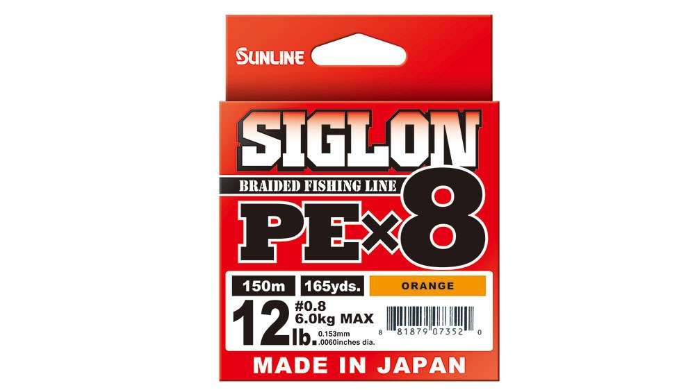 <p>Sunline Siglon PEx8</p>

<p>Sunline is introducing its second new braided fishing line option to its fishing lineup called Siglon PEx8. Siglon PEx8 is a tightly woven 8 stand braided PE line, made with high abrasion resistance, and constructed for a low line diameter line size, giving you added line sensitivity. Siglon PEx8 will be offered in the following sizes 10lb, 16lb, 20lb, 30lb, 40lb and 50lb and in two spool choices of 165yd, and 1968yd spools. Siglon PEx4 is offered in two low bleed color options; Dark Green and Hi-vis Orange. MSRP 165 yards - $14.99, 1,968 yards - $159.99 
