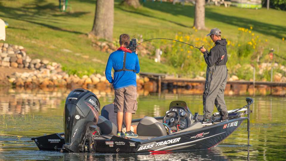 After a quick spot change, he gets hooked up.