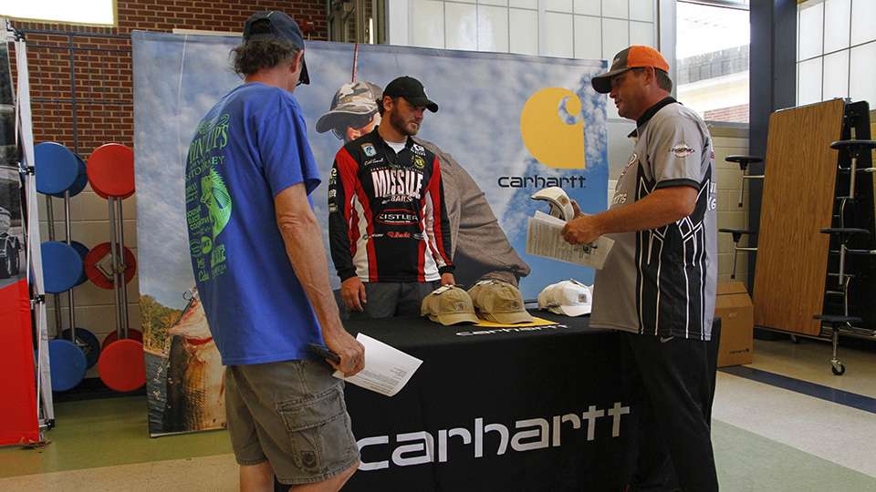 Carhartt brought some hats to help shield the anglers from the bright sun that has hung over this region for the entire summer. Temperatures are expected to be in the high-80's and low 90's all week.