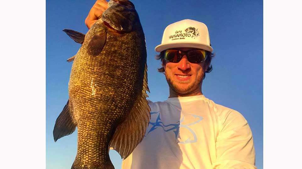 Fletcher Shyrock shows off a good one he landed while pre-practicing on Mille Lacs this summer in case he made the top 50 -- sadly, he didn't  Anglers can expect to catch  big smallmouth this week, but it might be somewhat more difficult after a year of added fishing pressure.