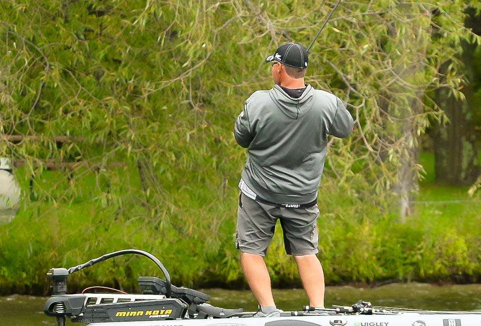 Dave Lefebre caught his last fish, a 3 pound, 8 ounce largemouth, was caught just as time expired during his morning session against Kelley Jaye.
