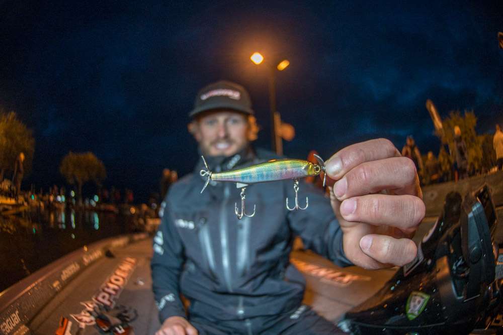 <b>James Elam</b><br> James Elam used a drop shot rig and spybait to finish second. A 3-inch Jackall I-Prop 755 was a key lure.  