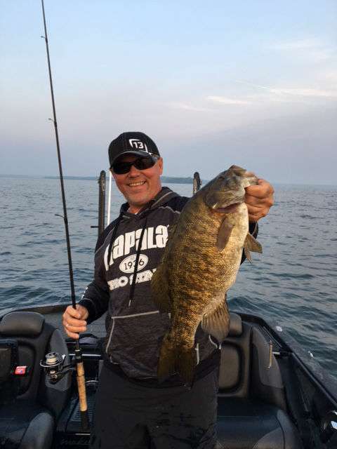 Fish No. 1 in the boat for Dave Lefebre and getting excited for the day!