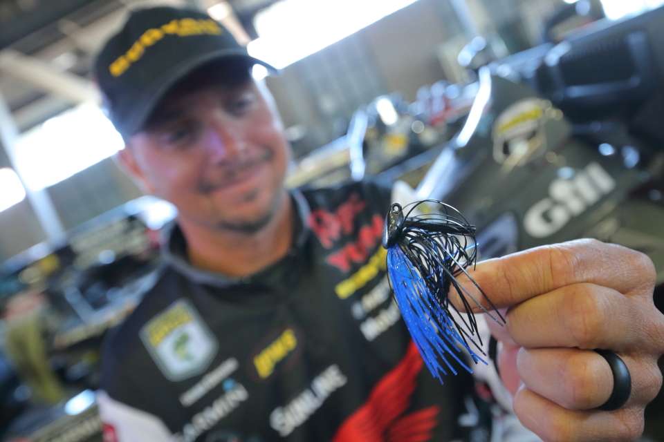 A black-and-blue Booyah Jig is one of Christie's favorite baits.