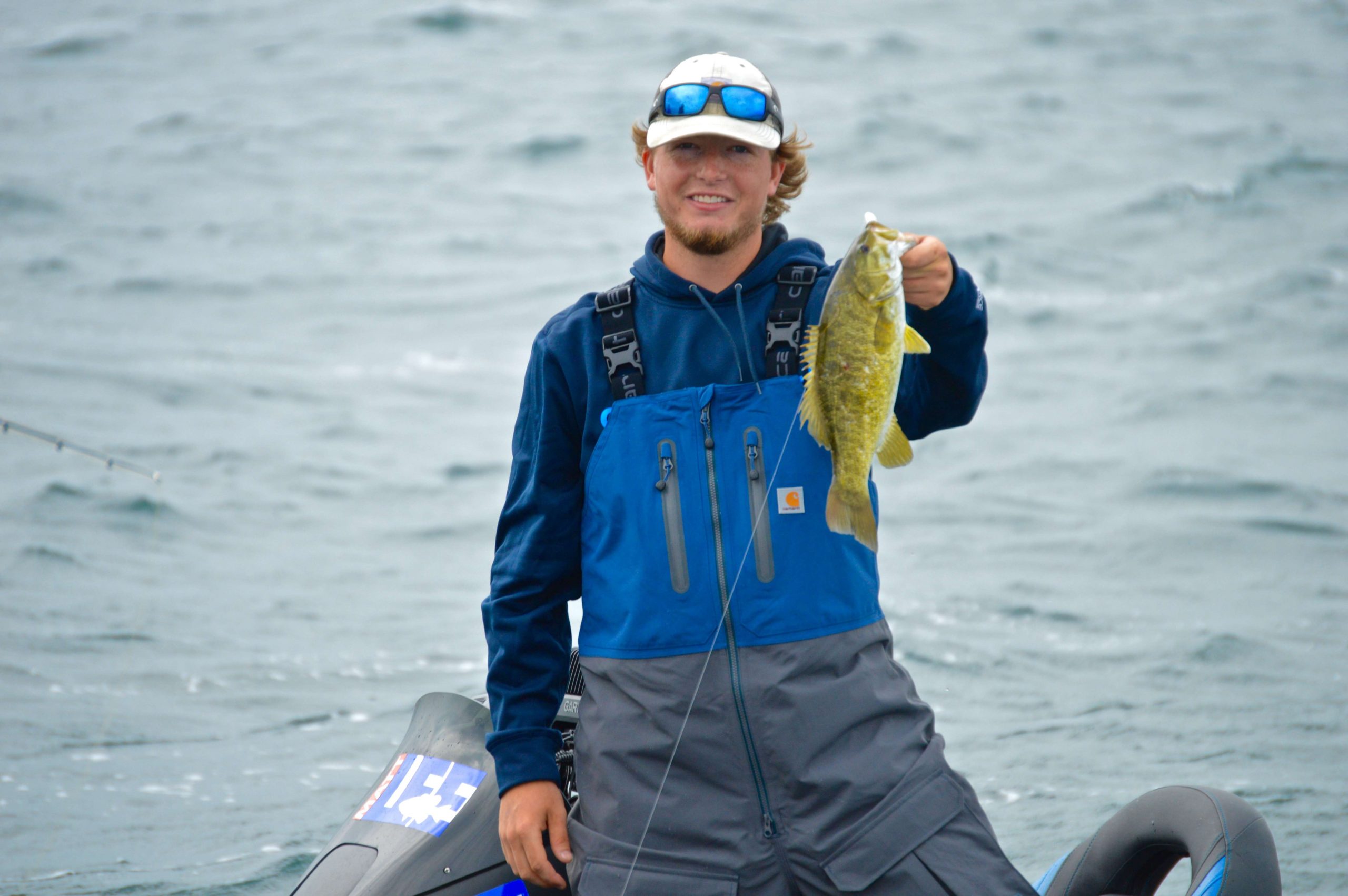 In the excitement Jacob Smith set the hook, fought, and boat flipped a smallmouth of his own â albeit slightly smaller than Leeâs. 
