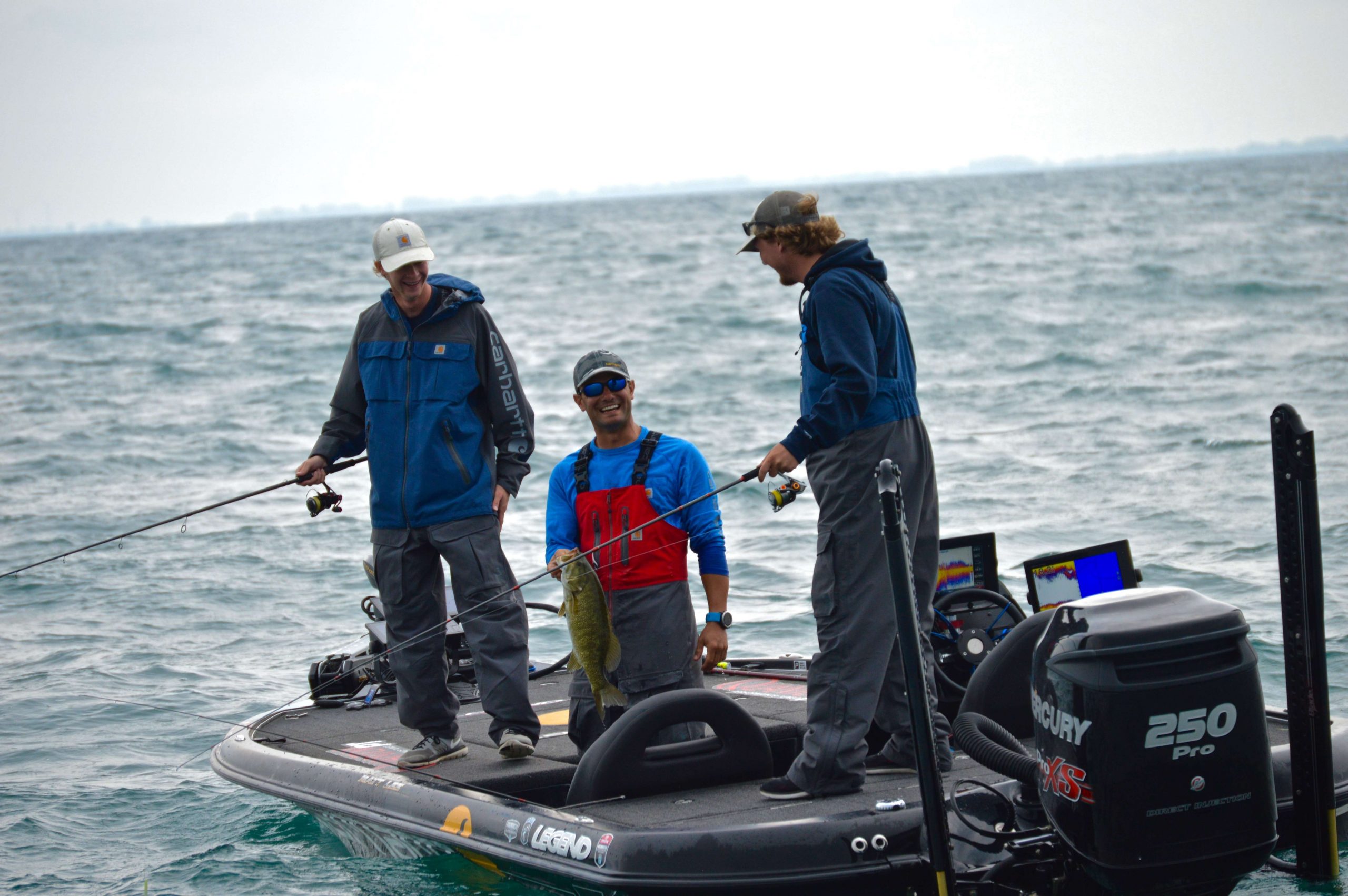 All three anglers (and their camera man) were nothing but smiles after that wild catch. 
