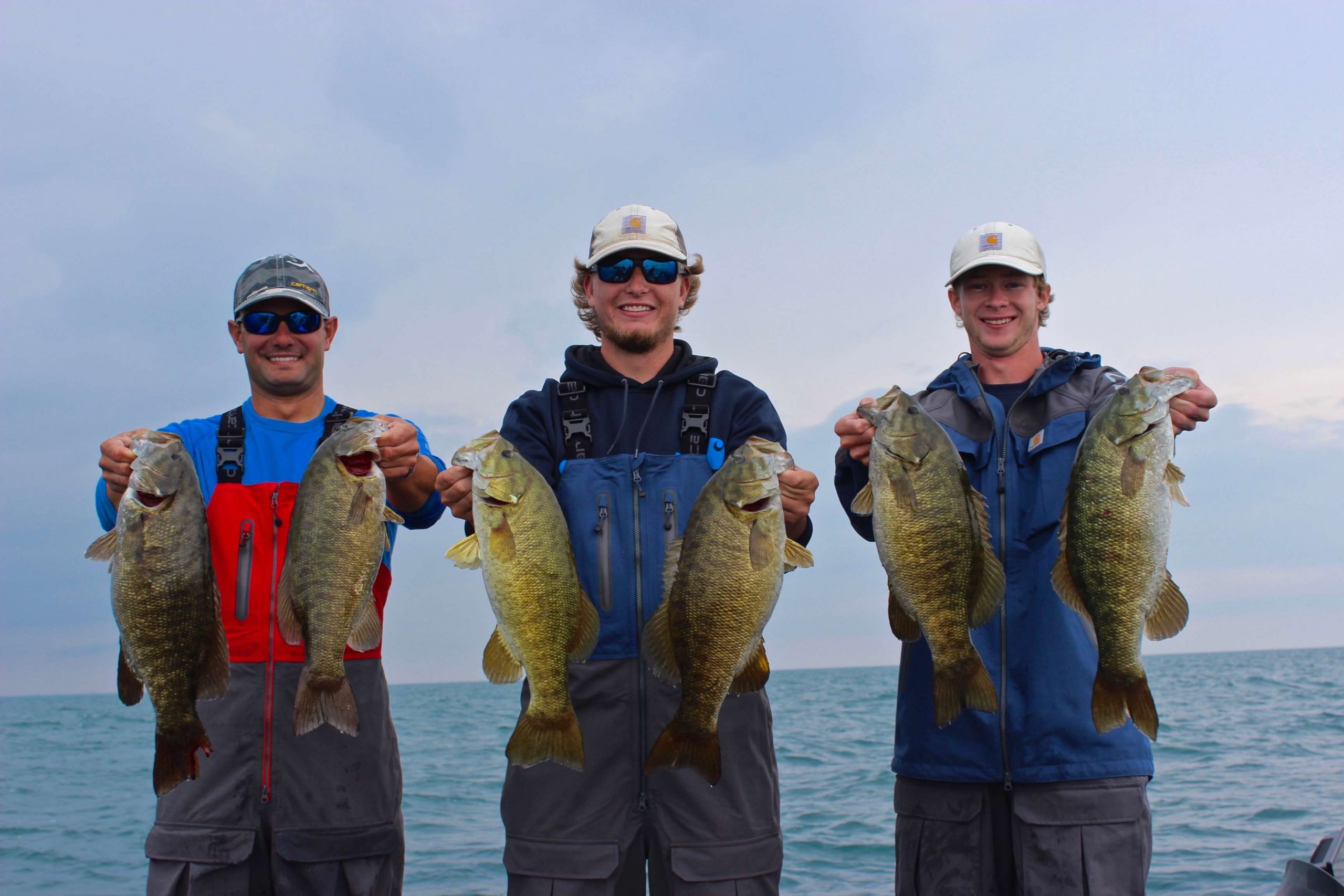 Another severe storm was approaching the area so we took a photo with some of the dayâs best smallmouth and headed back to the ramp.

