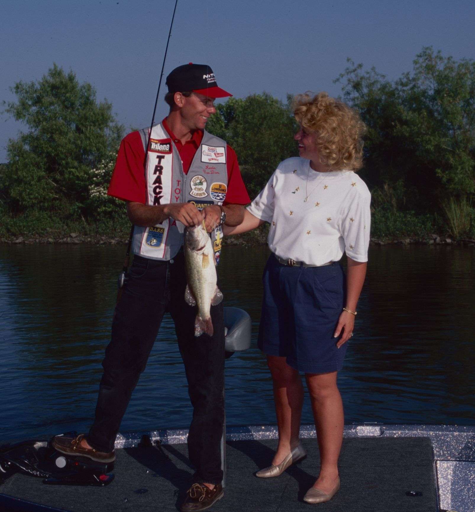 Throughout his career, Kevin VanDam's wife Sherry has been by his side. In this photo from 1996, the two pose for photos on Lake Eufaula. 