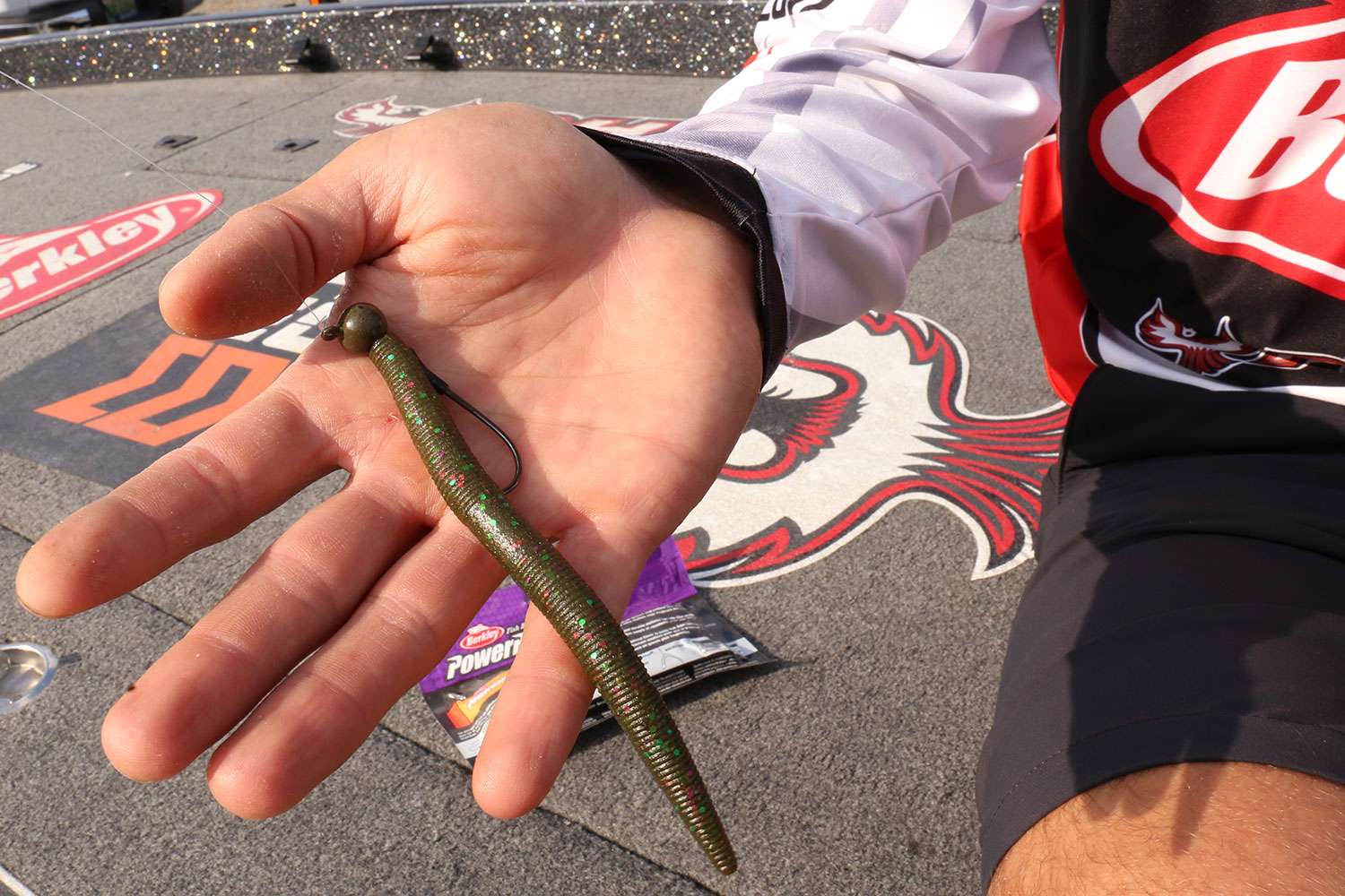 The choice was this 1/4-ounce shaky head with a 5-inch PowerBait MaxScent The General Worm. 