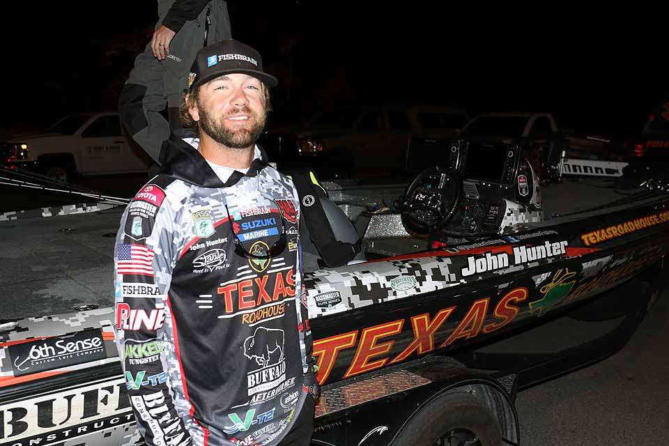 Bassmaster Elite Series pro John Hunter also has reason to smile. He made the cut for 11th place. 
