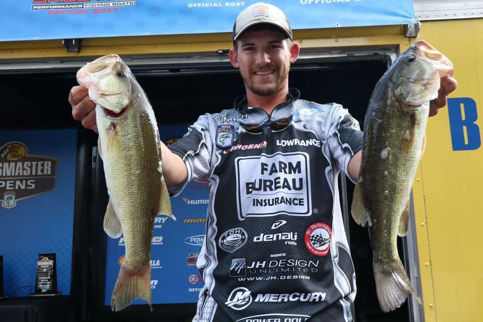 Kyle Monti used three lures to finish fifth and earn a 2018 Bassmaster Elite Series bid. He fished a fluke on points, a buzzbait on transition banks along channel swings, and a structure spoon. 
