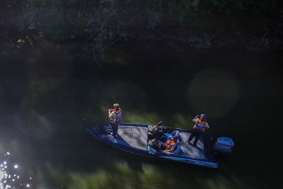 An overhead shot of the second-place team from 2016 who qualified to fish the 2016 National Championship as one of the two qualifying teams from the event.
