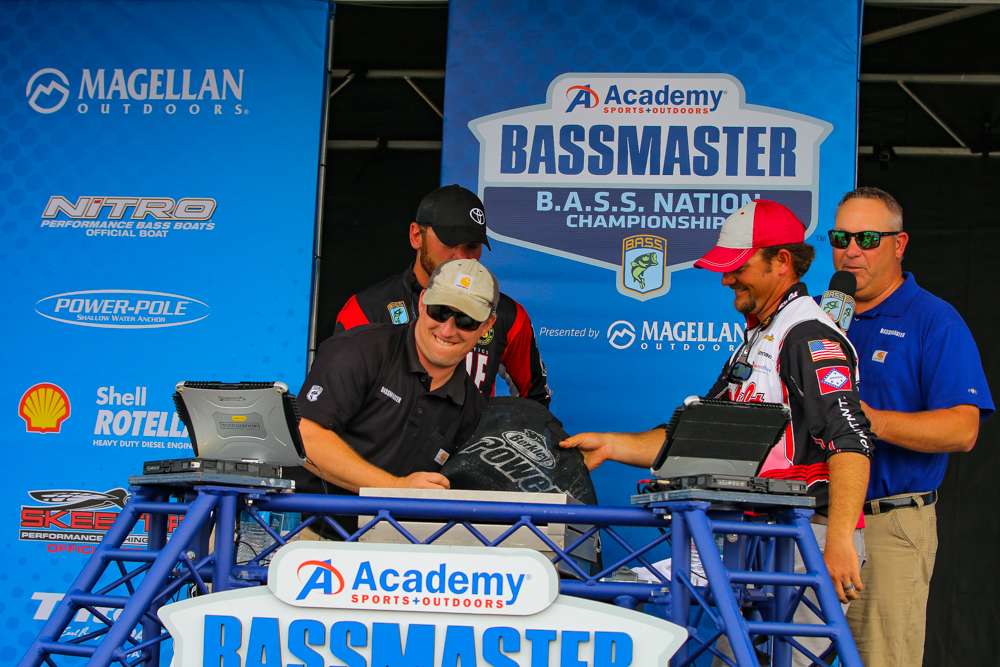 Day 2 leader Tray Huddleston brought one fish to the scale today.