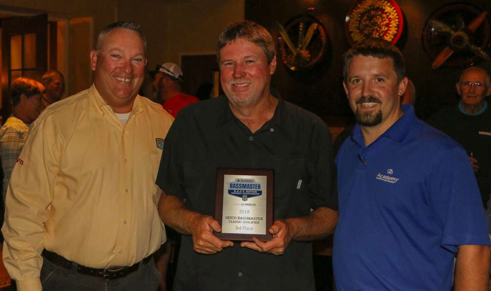 Stewart and Wyatt Eidson, local Academy Store Director, presented third place Marty Giddens with the official plaque and last invitation for the Classic. 
