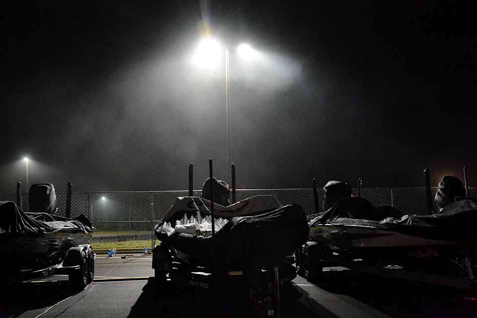 Fog begins to roll in upon the arrival of the anglers at 5:30 a.m. EDT. 
