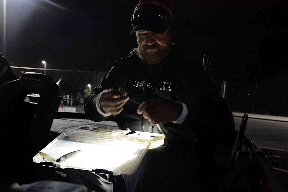 This co-angler had the bright idea of using his iPhone flashlight to back light his tacklebox. 
