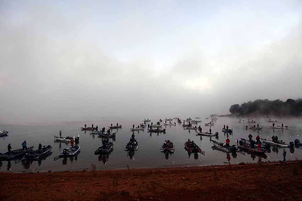The fog rolls in and the delay is announced. The boats departed one hour late to begin Day 2. 
