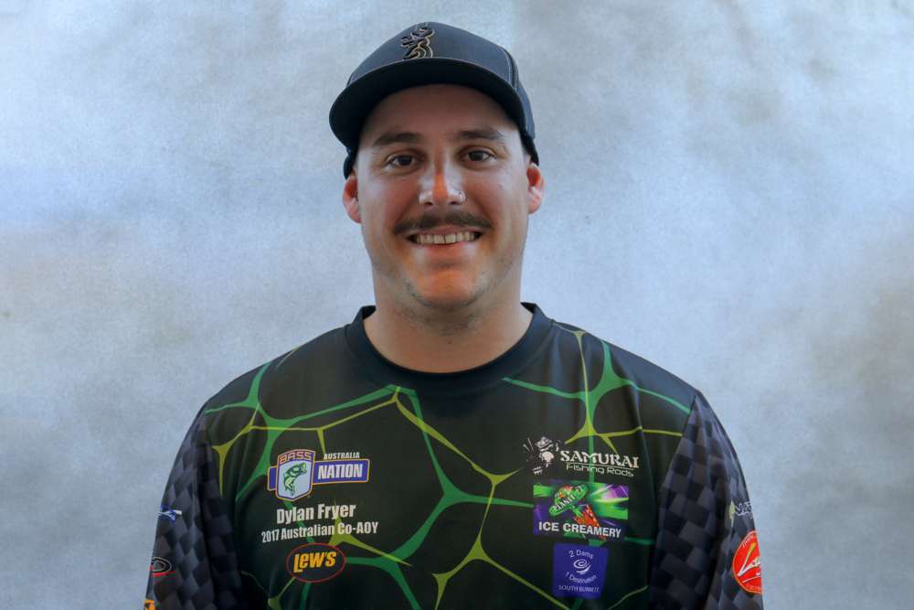 <h4>Dylan Fryer</h4>
Australia Nonboater<br>
B.A.S.S. Nation Club: Australia B.A.S.S. Nation<BR>
Occupation: Retail Manager
<BR>
Hobbies: Rugby, hunting, going to the movies
<BR>
Sponsors: Planet 72 Ice Creamery, Barrabass Rods, 2dams1destination, Lewâs Reels

