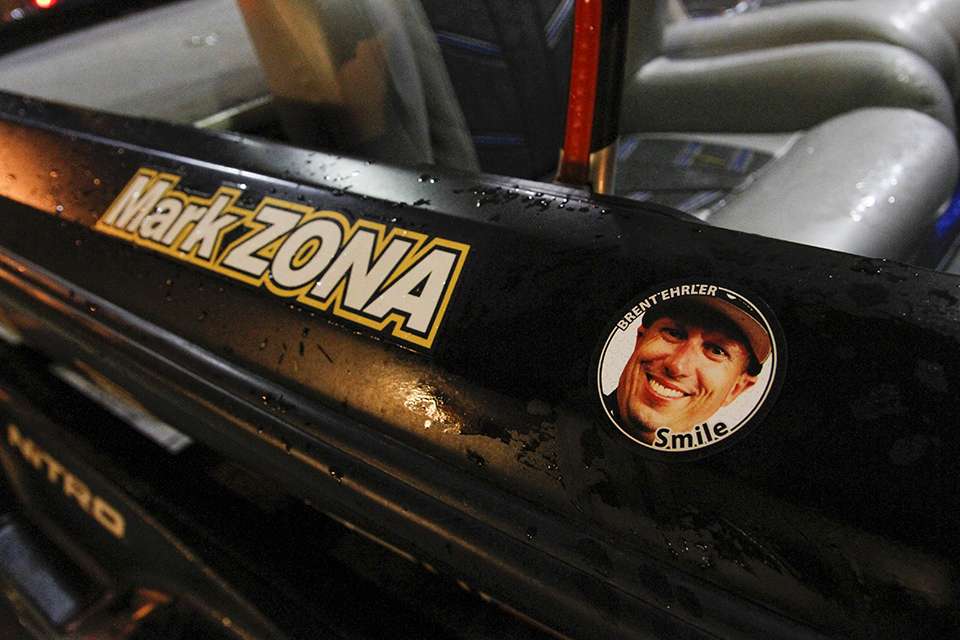 He first graced Mark Zona with his smiling photo sticker at iCast where Zona wore it on his shirt, now his boat is also graced with Ehrler's presence.