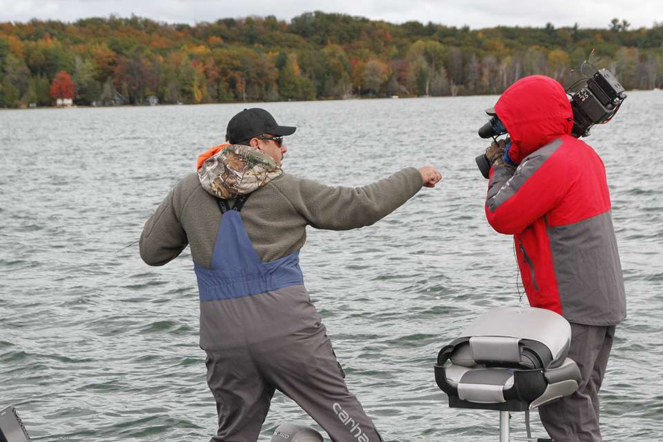 Zona was so pumped up he wanted a fist bump before he ever landed the fish.