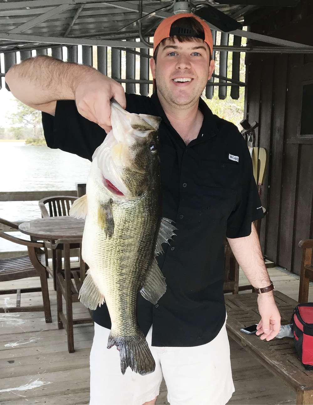 <b>Camp Jennings</b><br>
Alabama<br>
11-3 Private lake, Georgia<br>
3/8-ounce War Eagle Spinnberbait (white/chartreuse) <br>
Water clarity: clear<br>
Depth: 3 feet<br>
Weather: clear, windy
