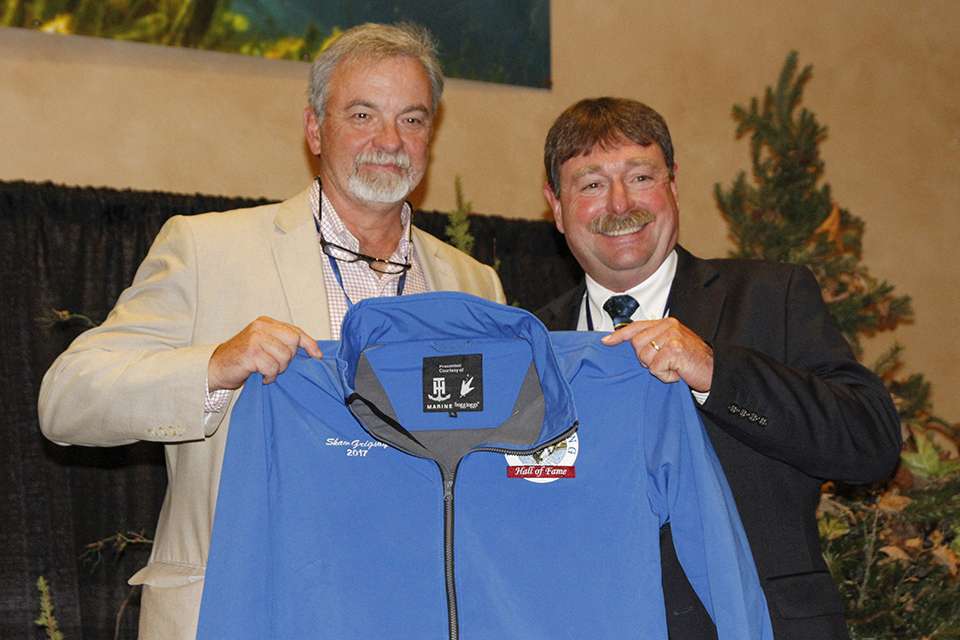 Shaw Grigsby was next in line as Steve Bowman presented his Hall of Fame jacket.