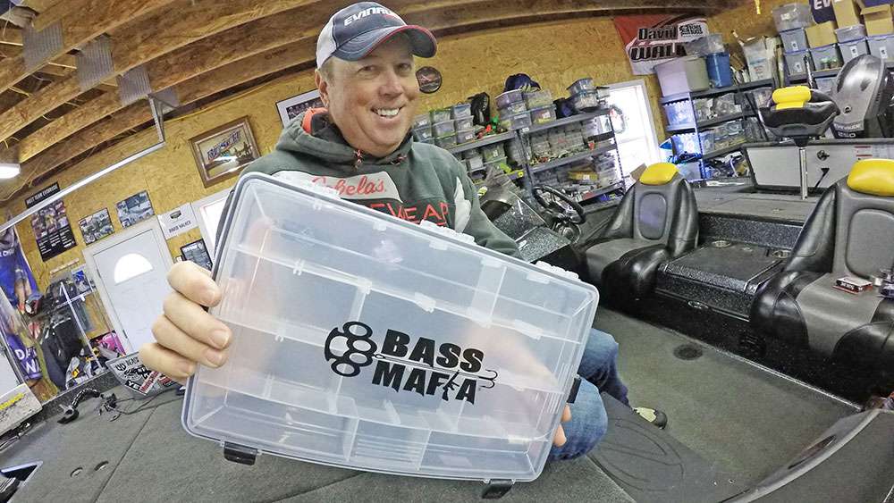 East Tennessee Bassmaster Elite Series pro David Walker took some time to sit down with us and build a tackle box that he feels contains the right lure selection for the new and learning angler. The first step is to grab an individual tackle tray that can be modually stacked and stored. The Bass Mafia tray that Walker is holding is in a standard 37090 size that will fit in most boat tackle compartments and bag-style tackle boxes. 