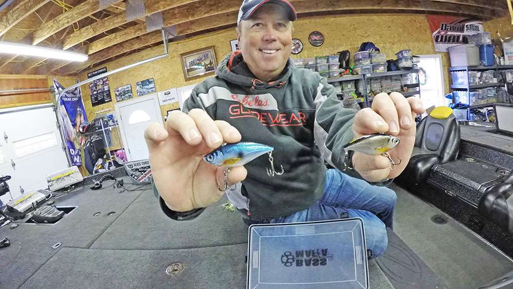 His first selection are a pair of lipless crankbaits. Walker said you can fish these in almost any situation where grass and other vegetation is present. They are very versatile and cover water well, but he said to avoid wood because these lures like to get hung up in trees. That's what a squarebill crankbait is for. More to come on that. 